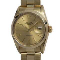 Rolex Yellow Gold Oyster Perpetual Date Wristwatch Ref 15037 circa 1987