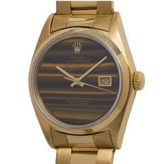 Rolex Yellow Gold Datejust Wristwatch with Tiger's Eye Stone Dial circa 1978