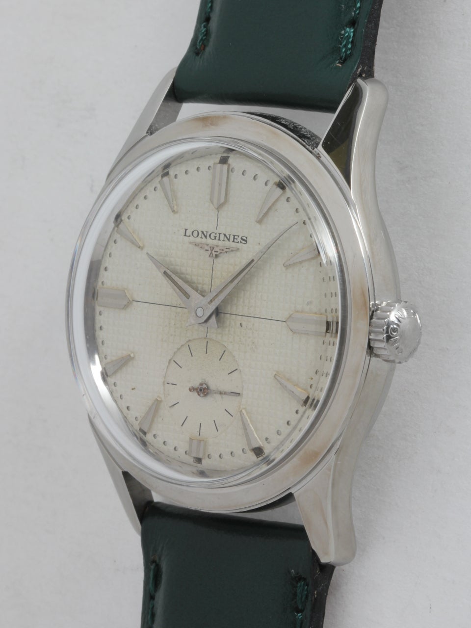 Longines Stainless Steel Wristwatch circa 1950s at 1stDibs