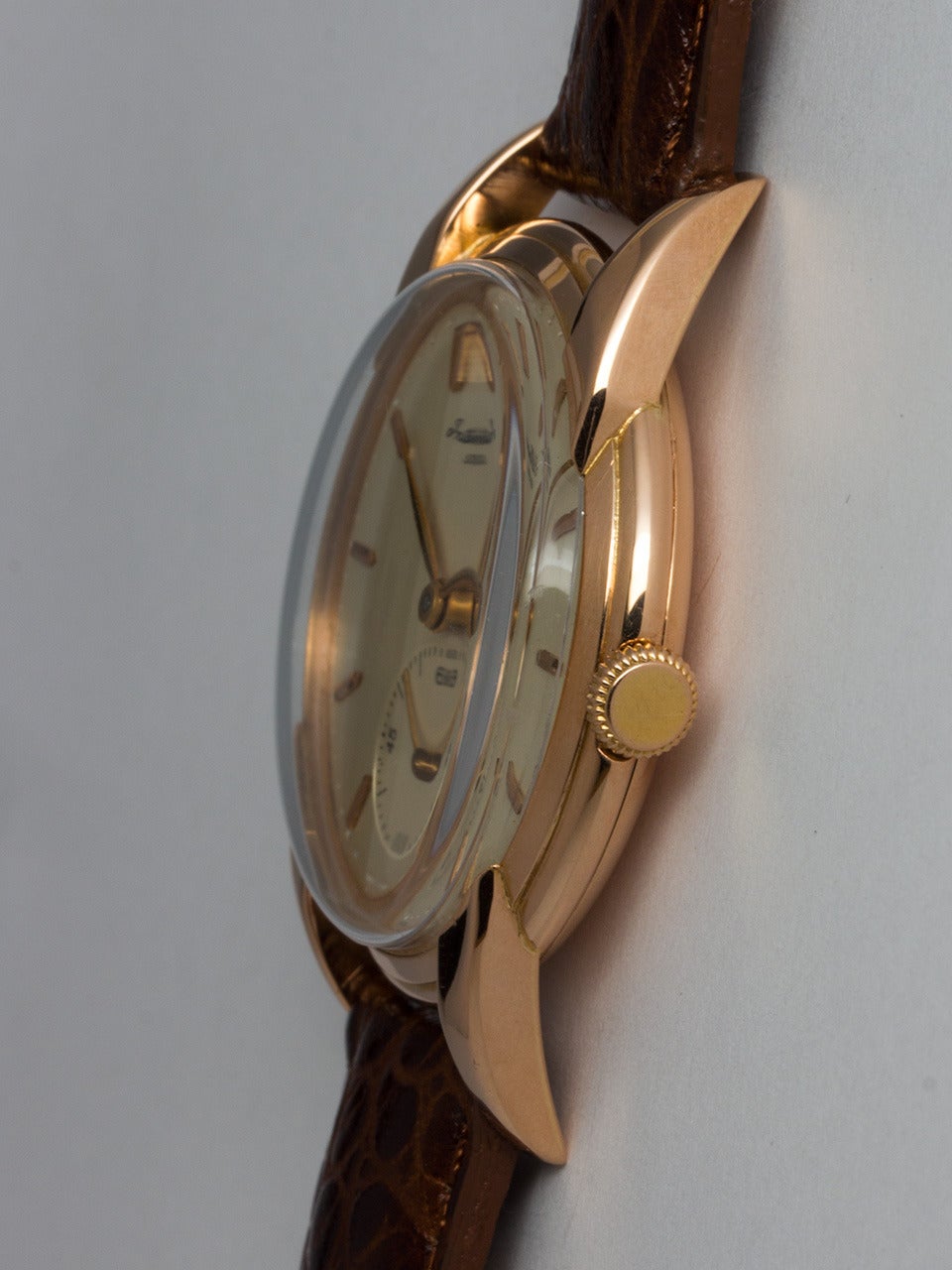 IWC Rose Gold Dress Wristwatch circa 1950s In Excellent Condition In West Hollywood, CA