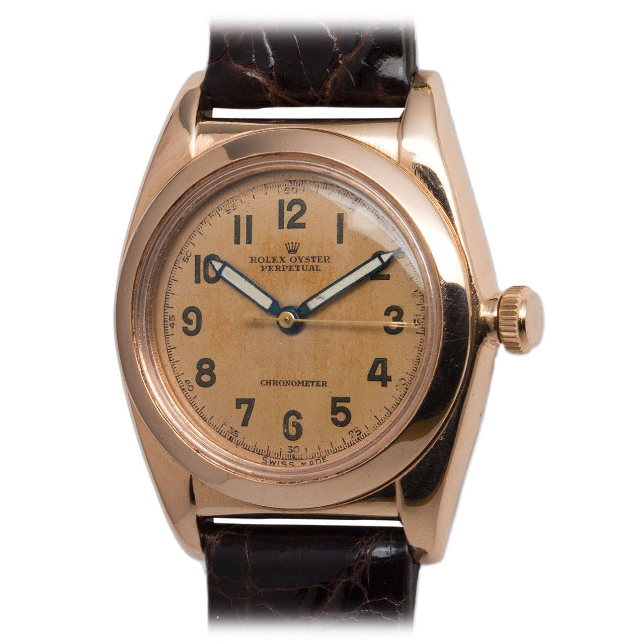 Rolex Rose Gold Bubbleback Wristwatch Ref 3131 circa 1945