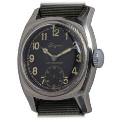 Vintage Longines Stainless Steel Czech Military Wristwatch circa 1940