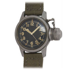 Vintage Elgin Base Metal USN BUSHIPS Military Canteen Wristwatch circa 1940s