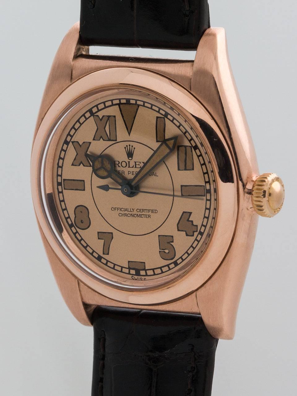 Rolex Rose Gold Stainless Steel Bubbleback Wristwatch In Excellent Condition In West Hollywood, CA