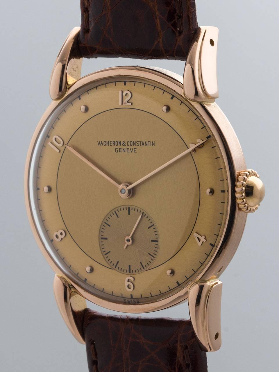 Vacheron & Constantin Rose Gold Large Dress Wristwatch  In Excellent Condition In West Hollywood, CA