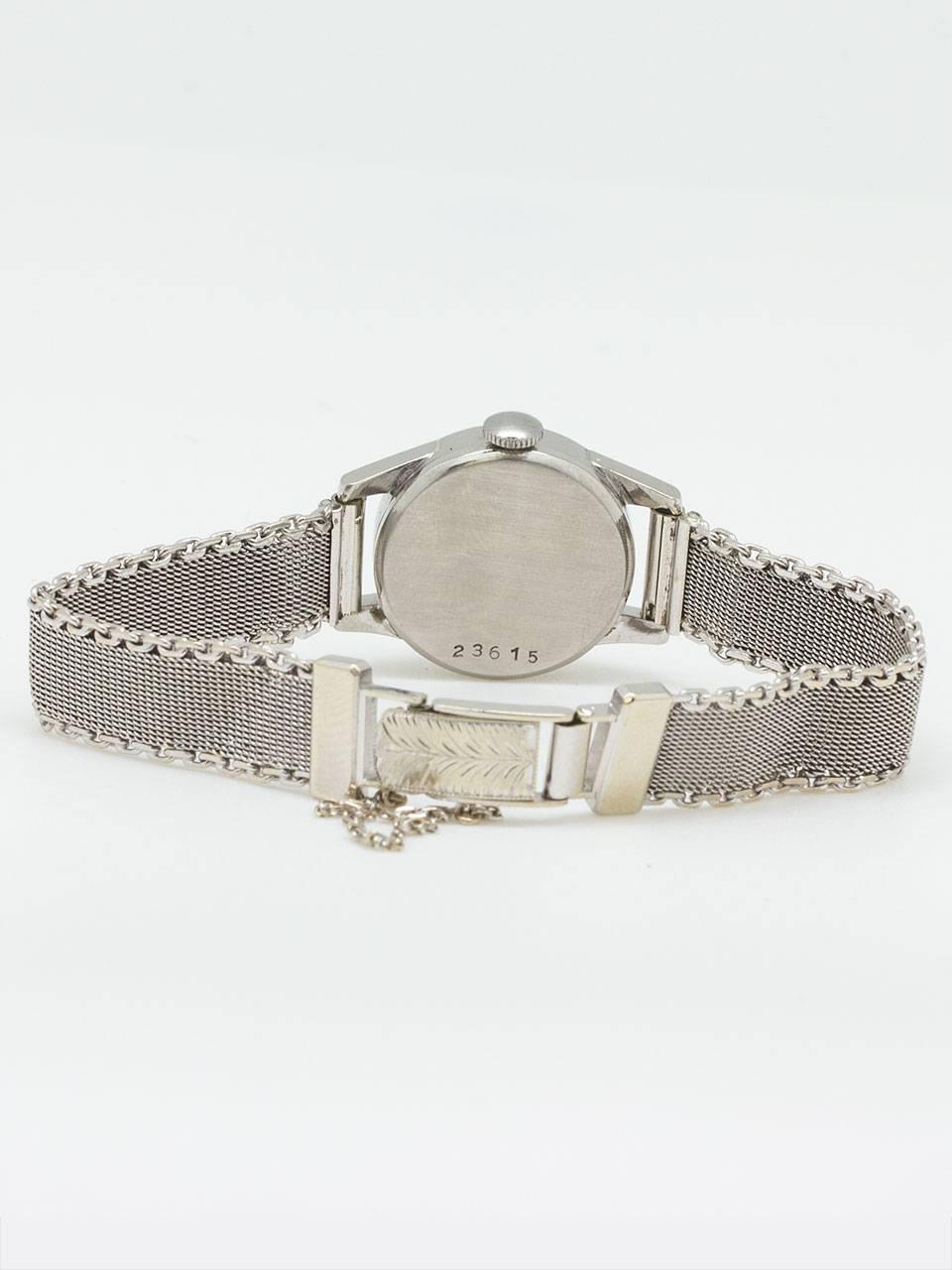 Women's Omega Lady's Platinum Diamond Dress Wristwatch 