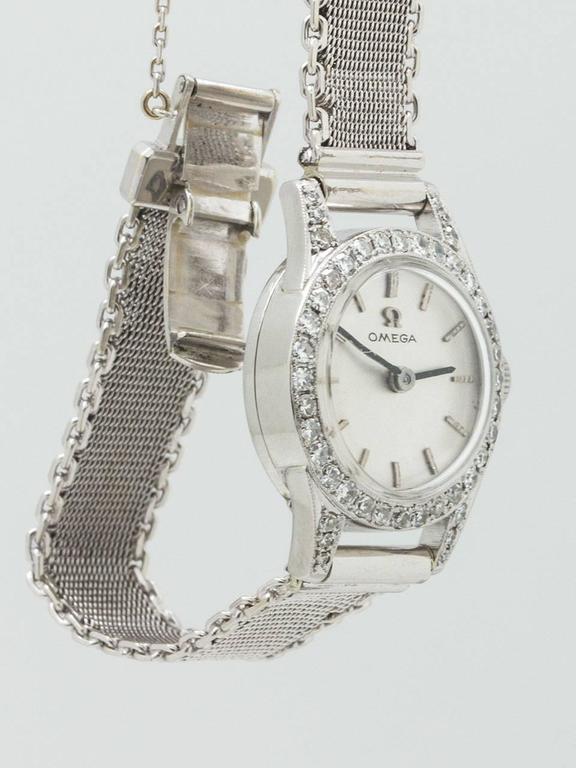 Omega Lady's Platinum Diamond Dress Wristwatch at 1stDibs