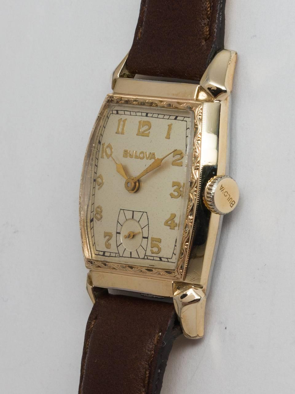 Bulova Yellow Gold Filled Dress Model circa 1940s In Excellent Condition In West Hollywood, CA