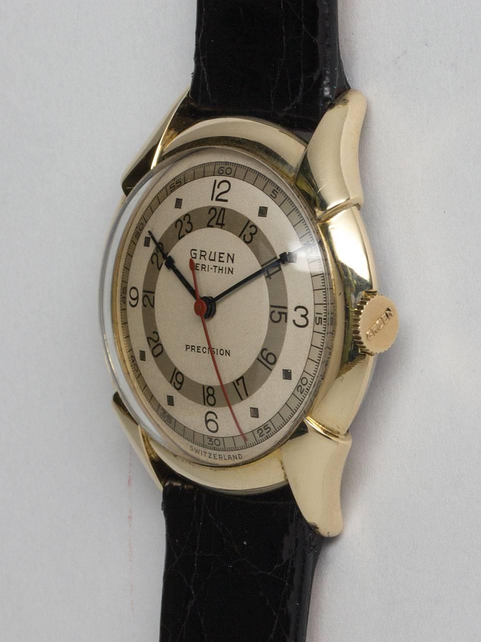 Gruen Yellow Gold Filled Veri-Thin Precision Pan American Wristwatch at ...