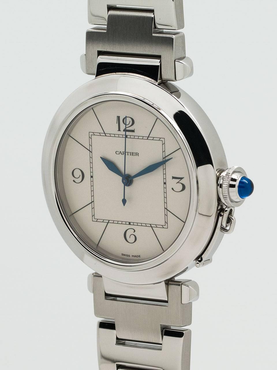 Cartier Stainless Steel Pasha C Wristwatch Ref W31072M7  In Excellent Condition In West Hollywood, CA