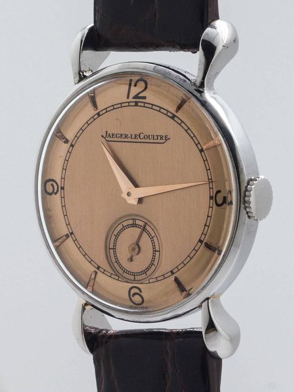 Jaeger Lecoultre Stainless Steel Dress Wristwatch circa 1950s at 1stDibs