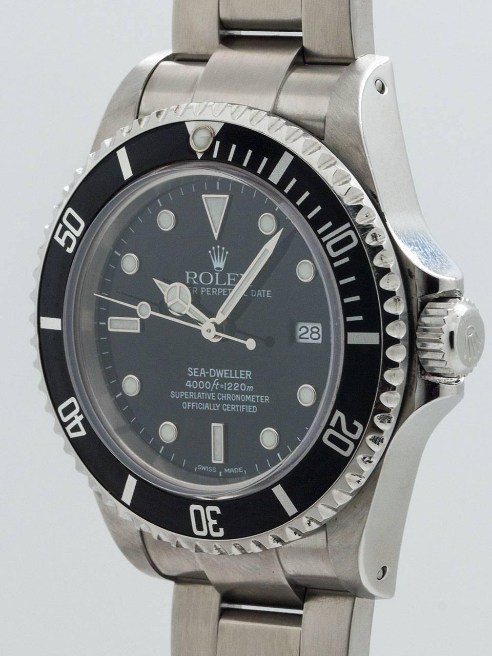 Rolex Stainless Steel Sea-Dweller Wristwatch ref 16600 Box & Papers In Excellent Condition In West Hollywood, CA