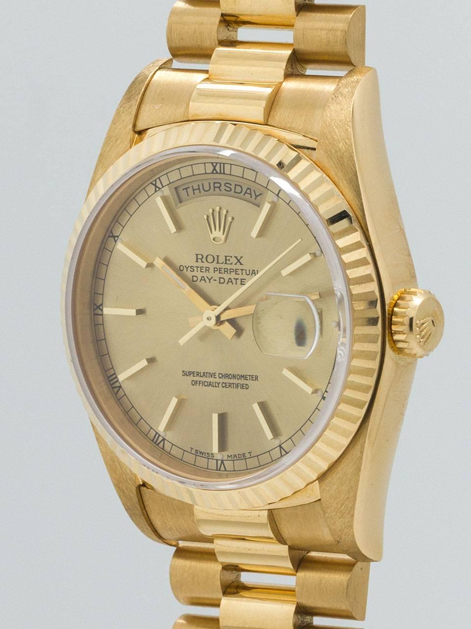 Rolex Yellow Gold Day-Date President Wristwatch ref 18238 In Excellent Condition In West Hollywood, CA