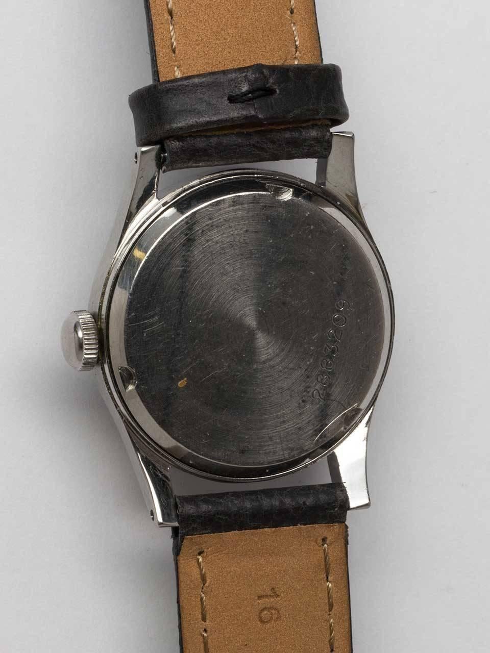 Men's Gubelin Stainless Steel Military Style Wristwatch circa 1940s