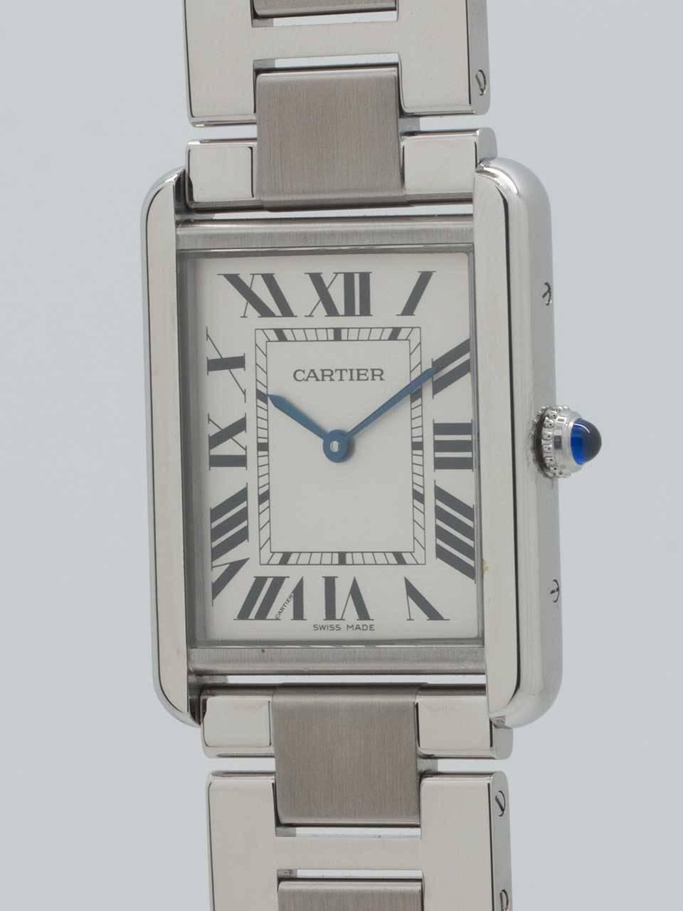 Cartier Stainless Steel Tank Solo Quartz Wristwatch In Excellent Condition In West Hollywood, CA