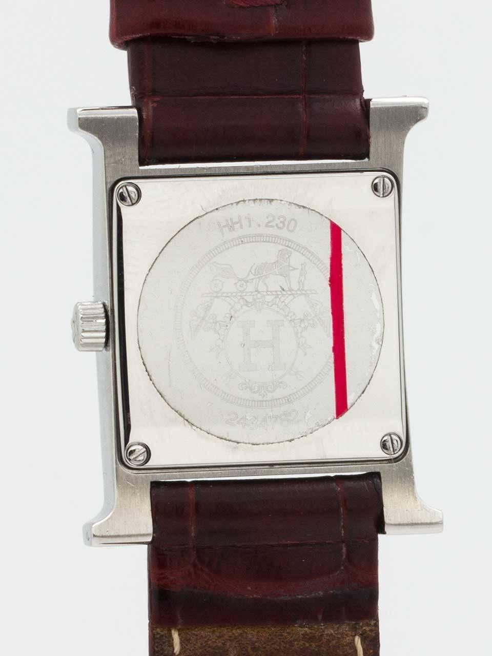 Women's Hermes Lady's Stainless Steel Diamond H-Hour Quartz Wristwatch