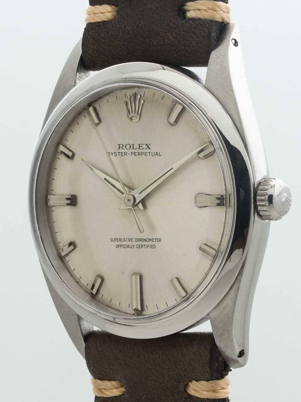 Rolex Stainless Steel Oyster Perpetual Wristwatch Ref 1018 circa 1962 In Excellent Condition In West Hollywood, CA