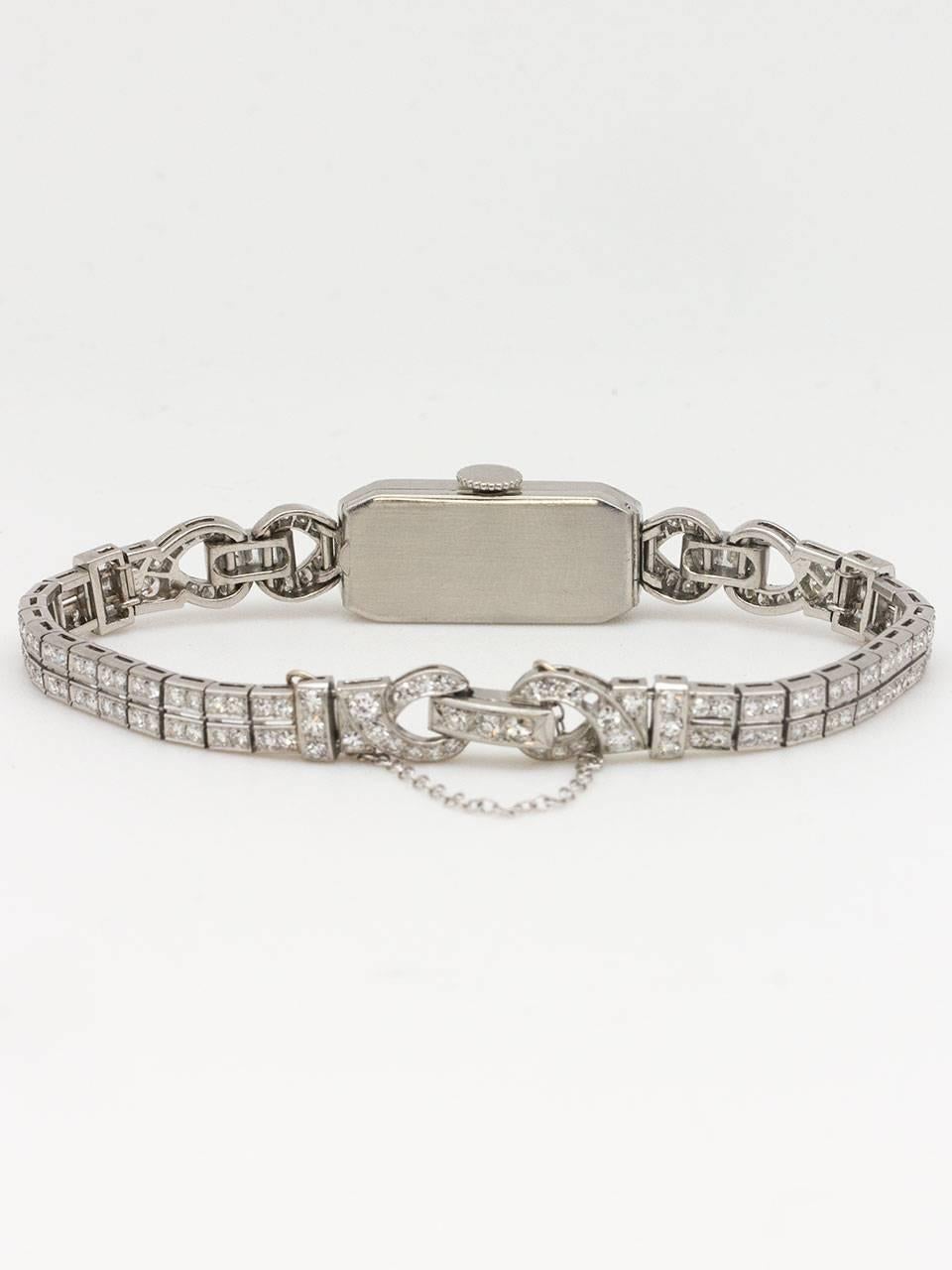 Tiffany & Co. Lady's Platinum Diamond Dress Wristwatch In Excellent Condition In West Hollywood, CA