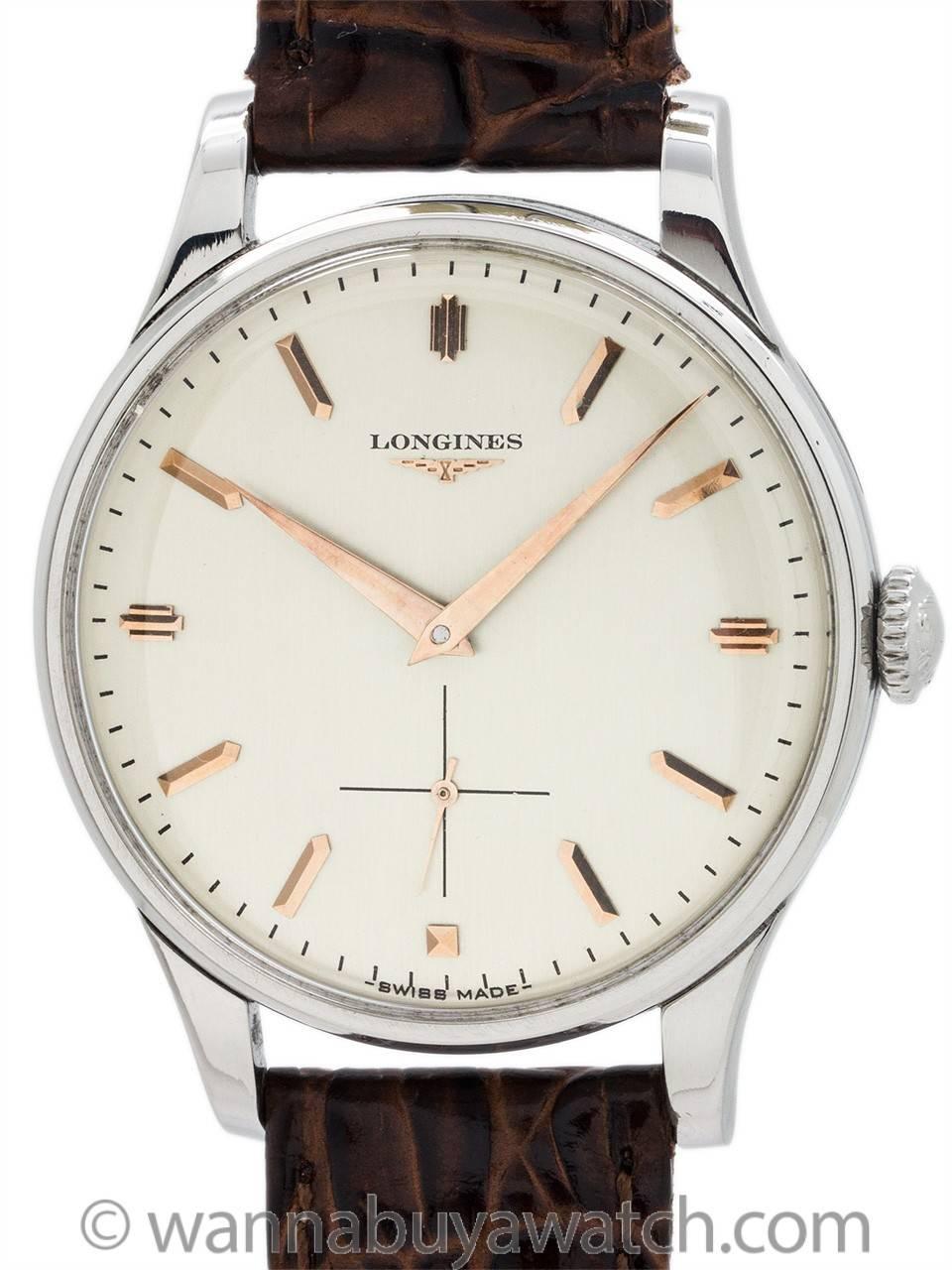 Longines Stainless Steel Manual Wind Dress Model Wristwatch  In Excellent Condition In West Hollywood, CA