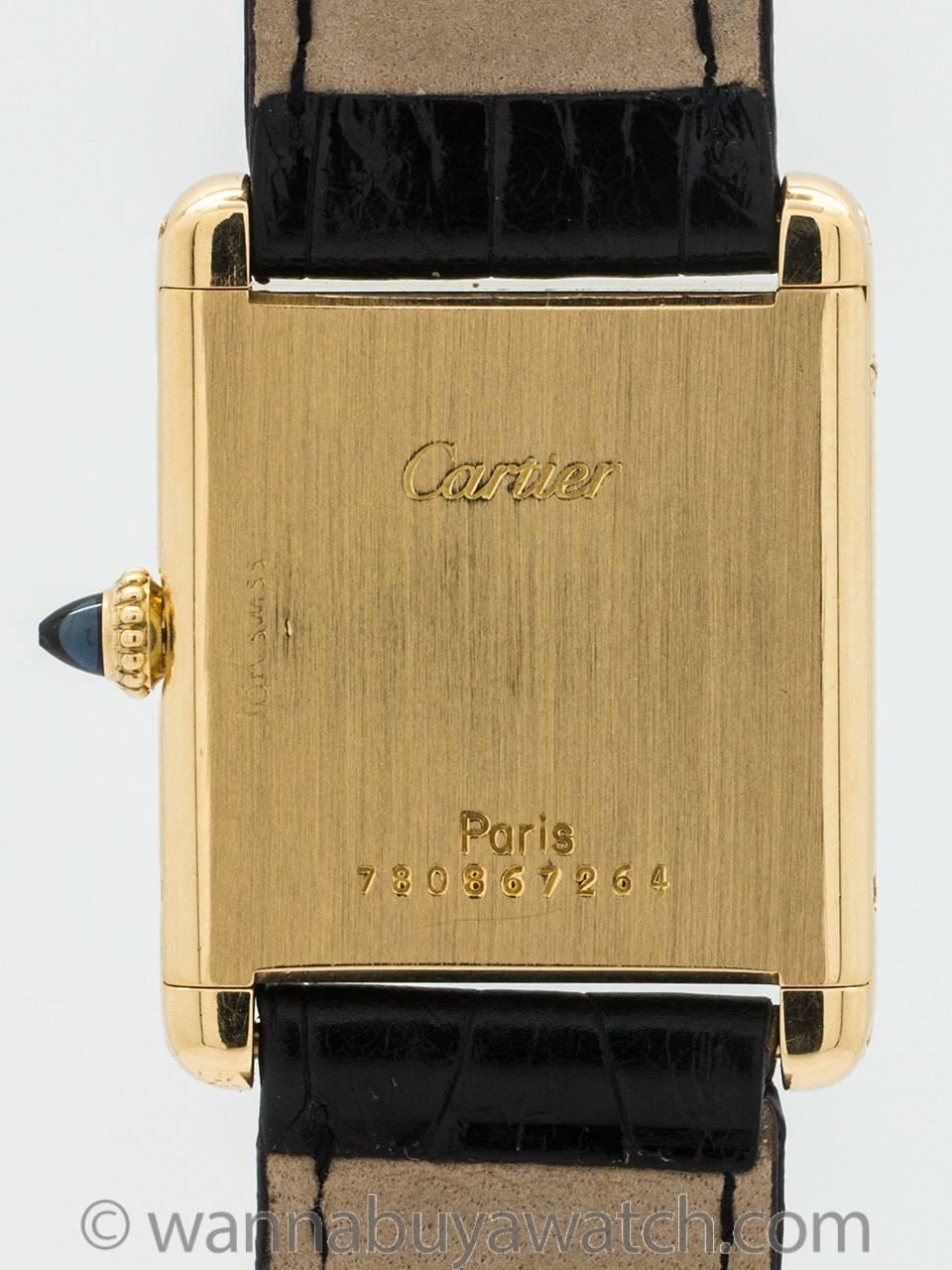 Modernist Cartier Yellow Gold Tank Louis Manual Wind Wristwatch