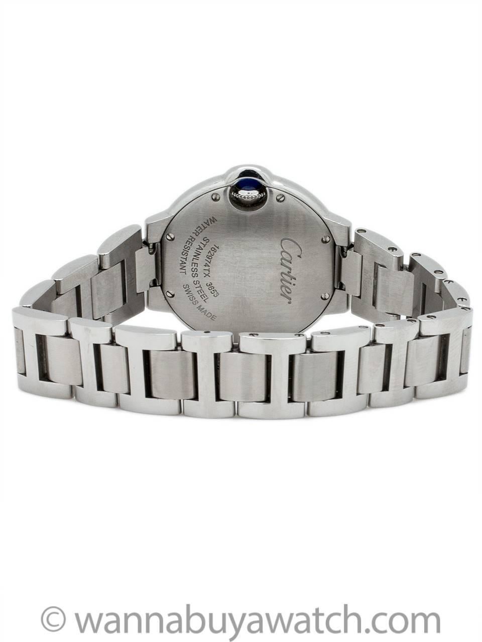 Modern Cartier Stainless Steel Ballon Bleu Quartz Wristwatch