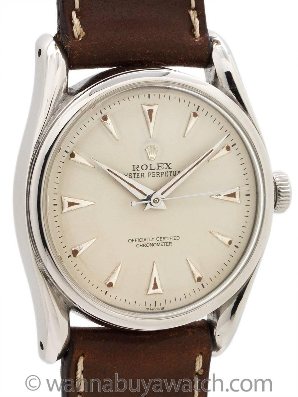Retro Rolex Stainless Steel Bombe Self Winding Wristwatch Ref 5018 1948