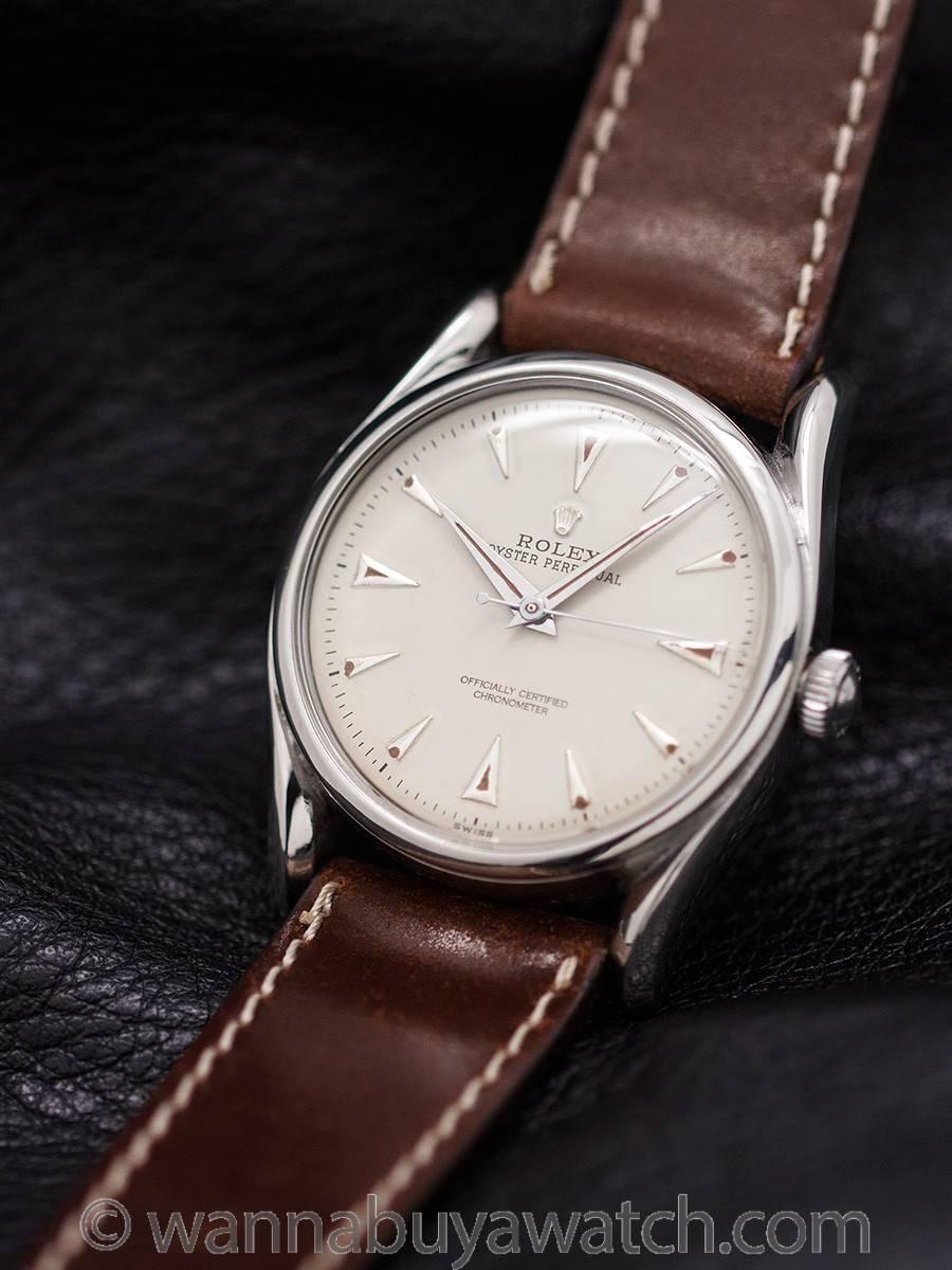 Men's Rolex Stainless Steel Bombe Self Winding Wristwatch Ref 5018 1948