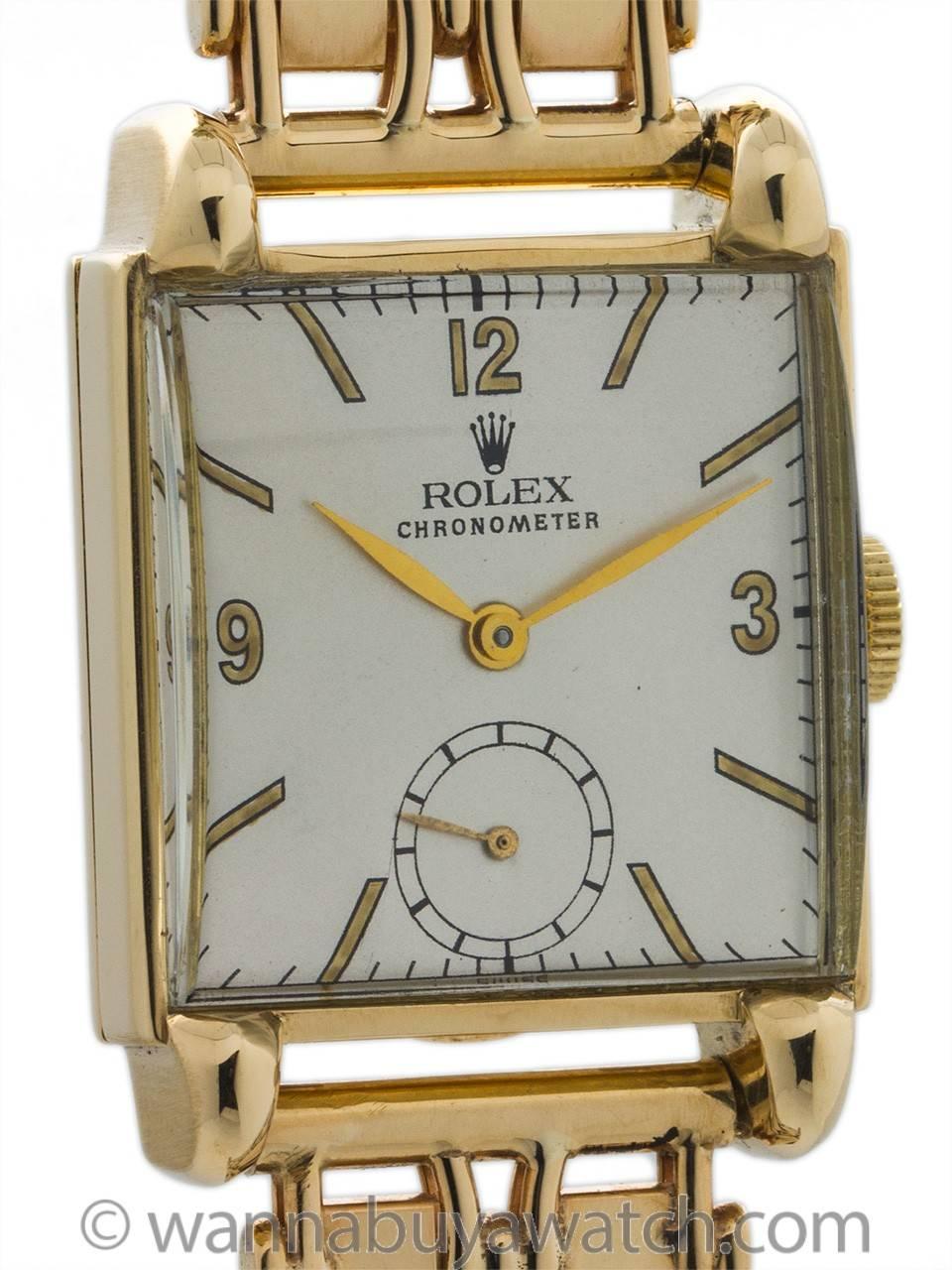 Art Deco Rolex Ladies Yellow Gold Manual Wind Dress Wristwatch 1950s