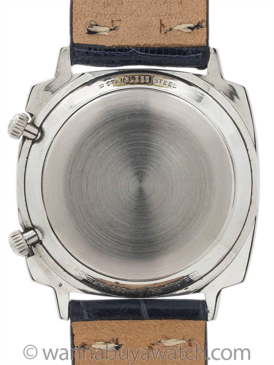 Men's Lecoultre Stainless Steel Memovox Alarm Manual Wind Wristwatch 