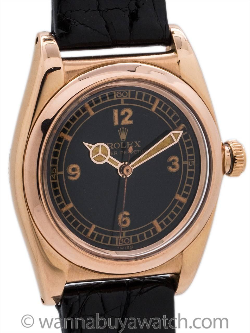 Rolex Rose Gold Bubbleback Wristwatch Ref 3131 1946 In Excellent Condition In West Hollywood, CA