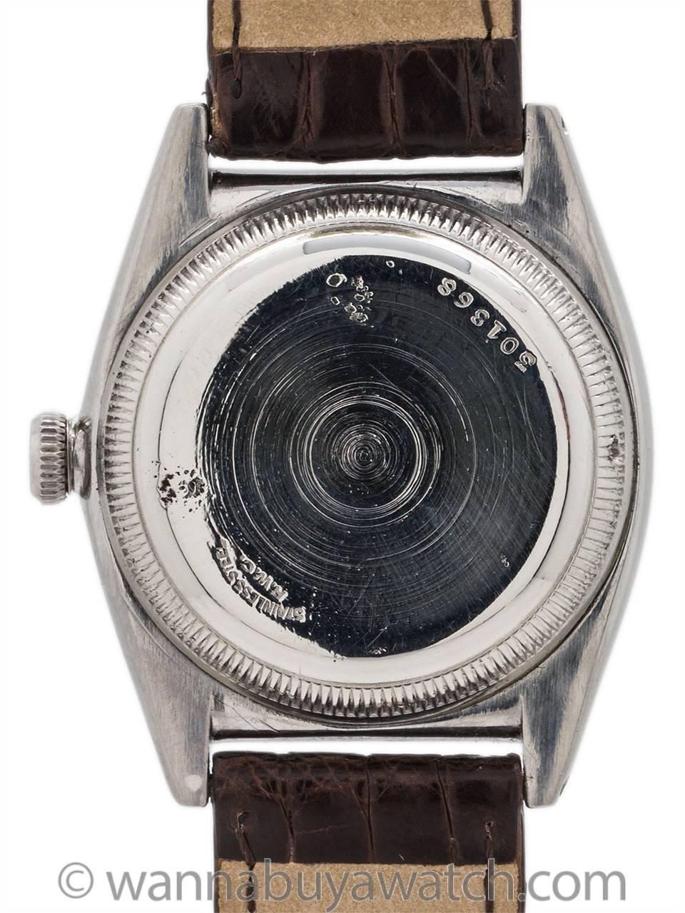 Rolex Rose Gold Stainless Steel Bubbleback Wristwatch 1944 In Excellent Condition In West Hollywood, CA