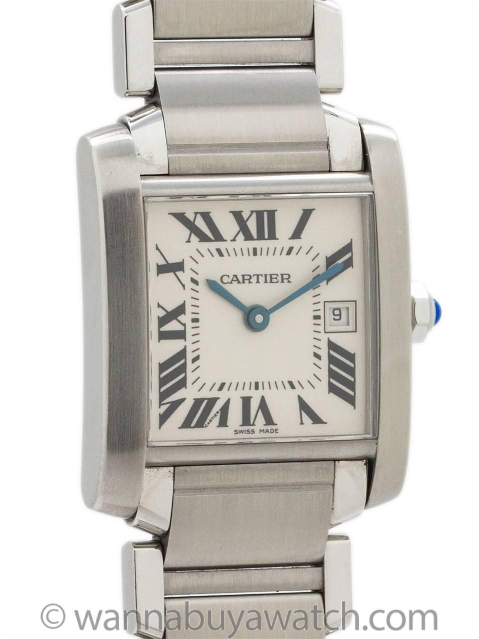 Modern Cartier Stainless Steel Tank Francaise Quartz Wristwatch