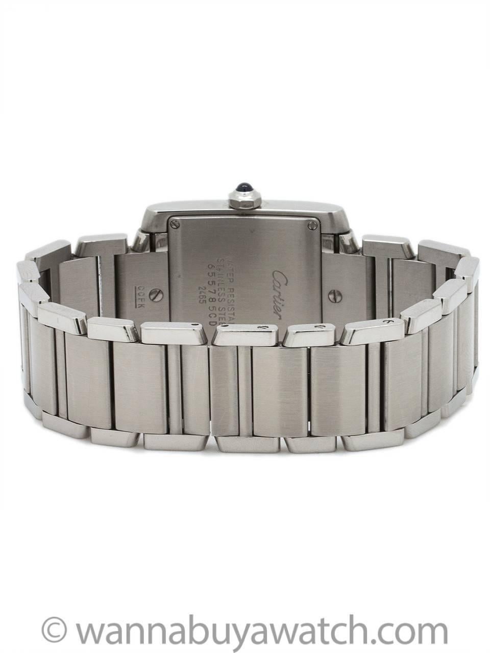 Cartier Stainless Steel Tank Francaise Quartz Wristwatch In Excellent Condition In West Hollywood, CA