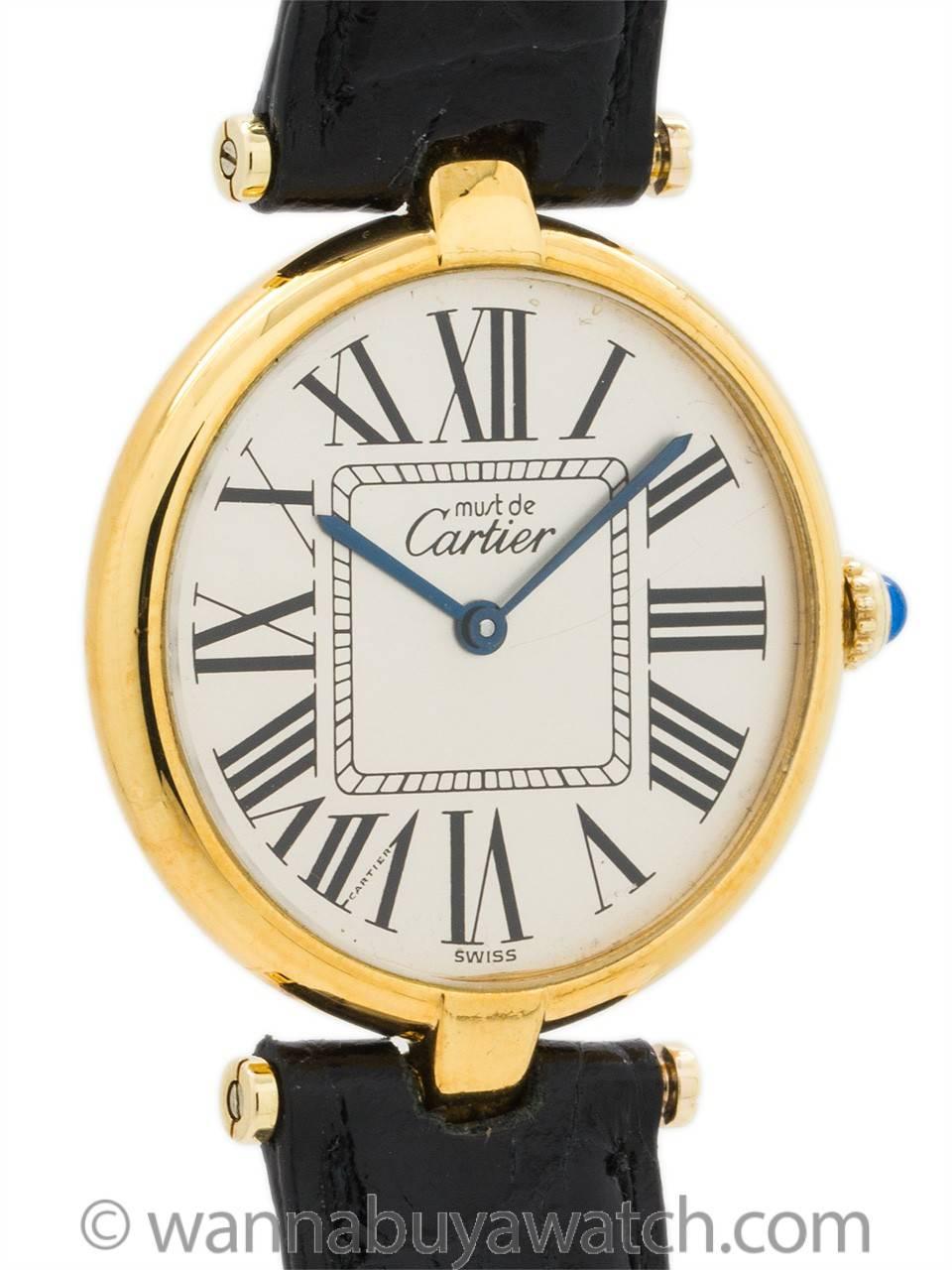 Modern Cartier Vermeil Vendome Must de Cartier Tank Quartz Wristwatch