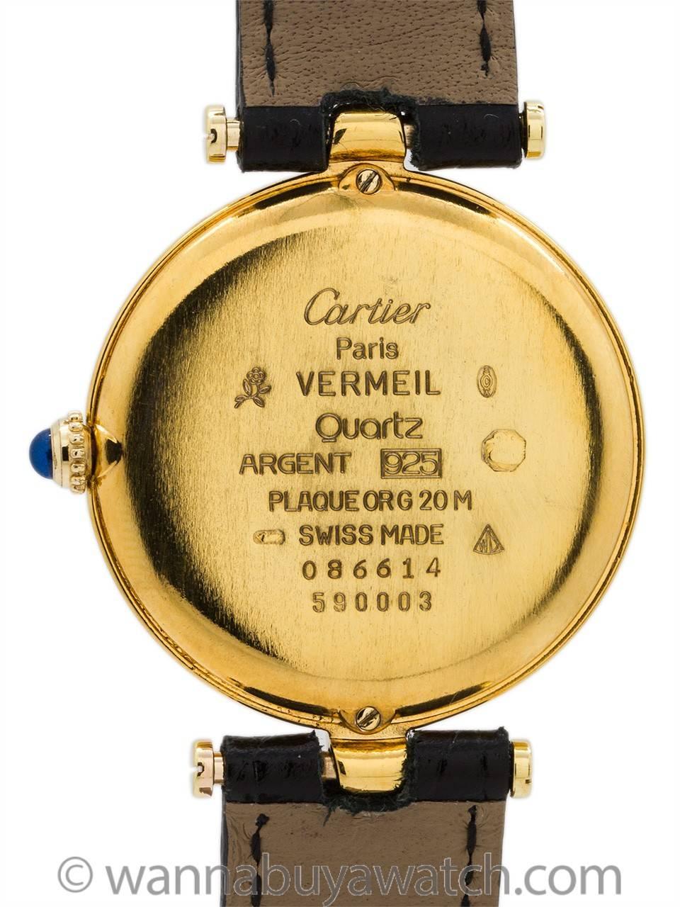 Cartier Vermeil Vendome Must de Cartier Tank Quartz Wristwatch In Excellent Condition In West Hollywood, CA