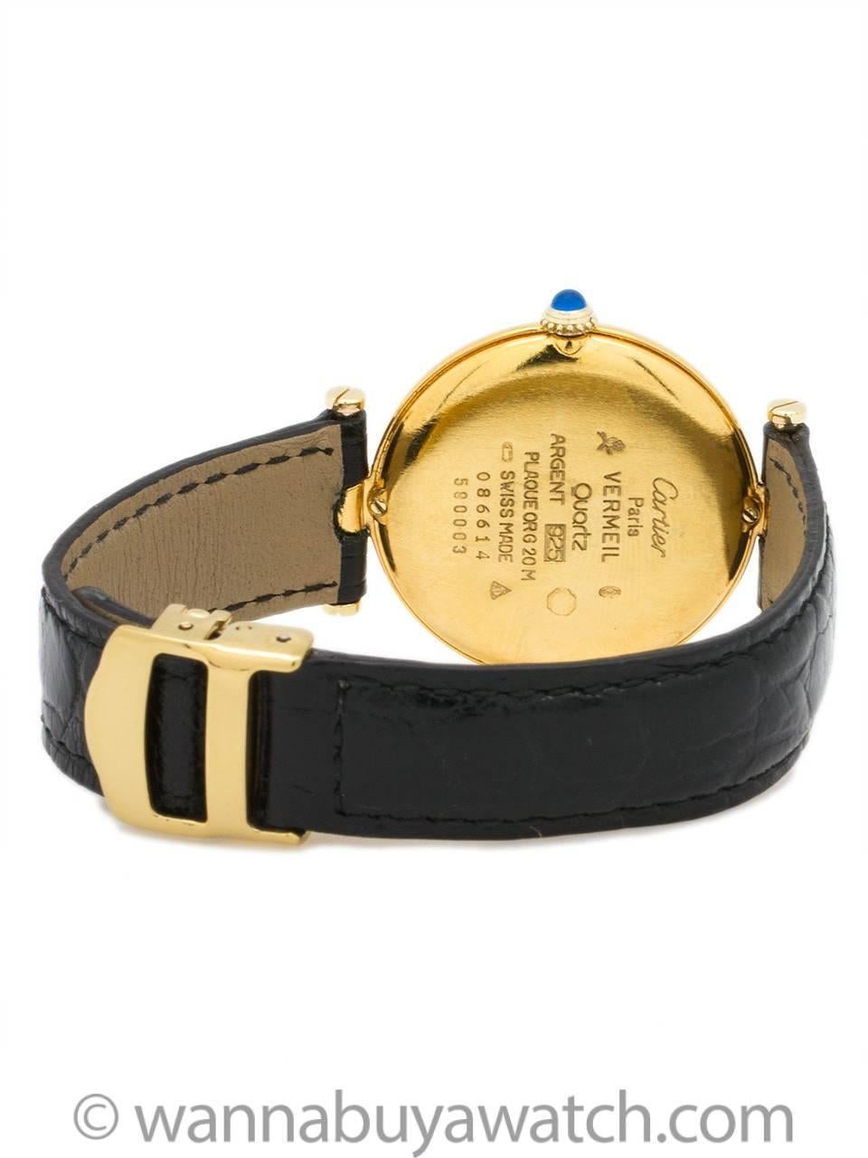 Men's Cartier Vermeil Vendome Must de Cartier Tank Quartz Wristwatch