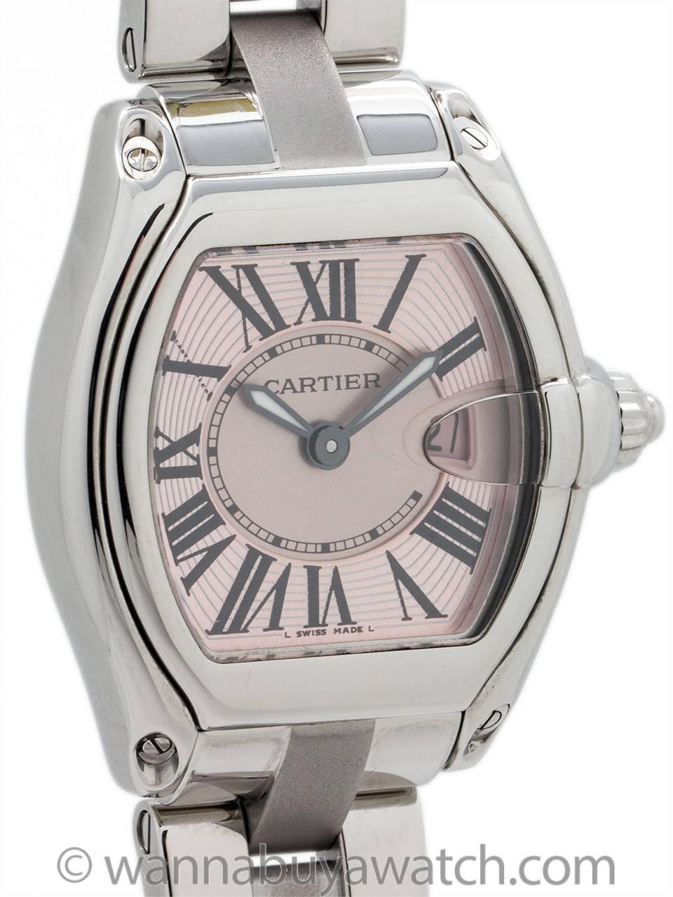 Modern Cartier Stainless Steel Lady Roadster Breast Cancer Ltd Ed Quartz Wristwatch 