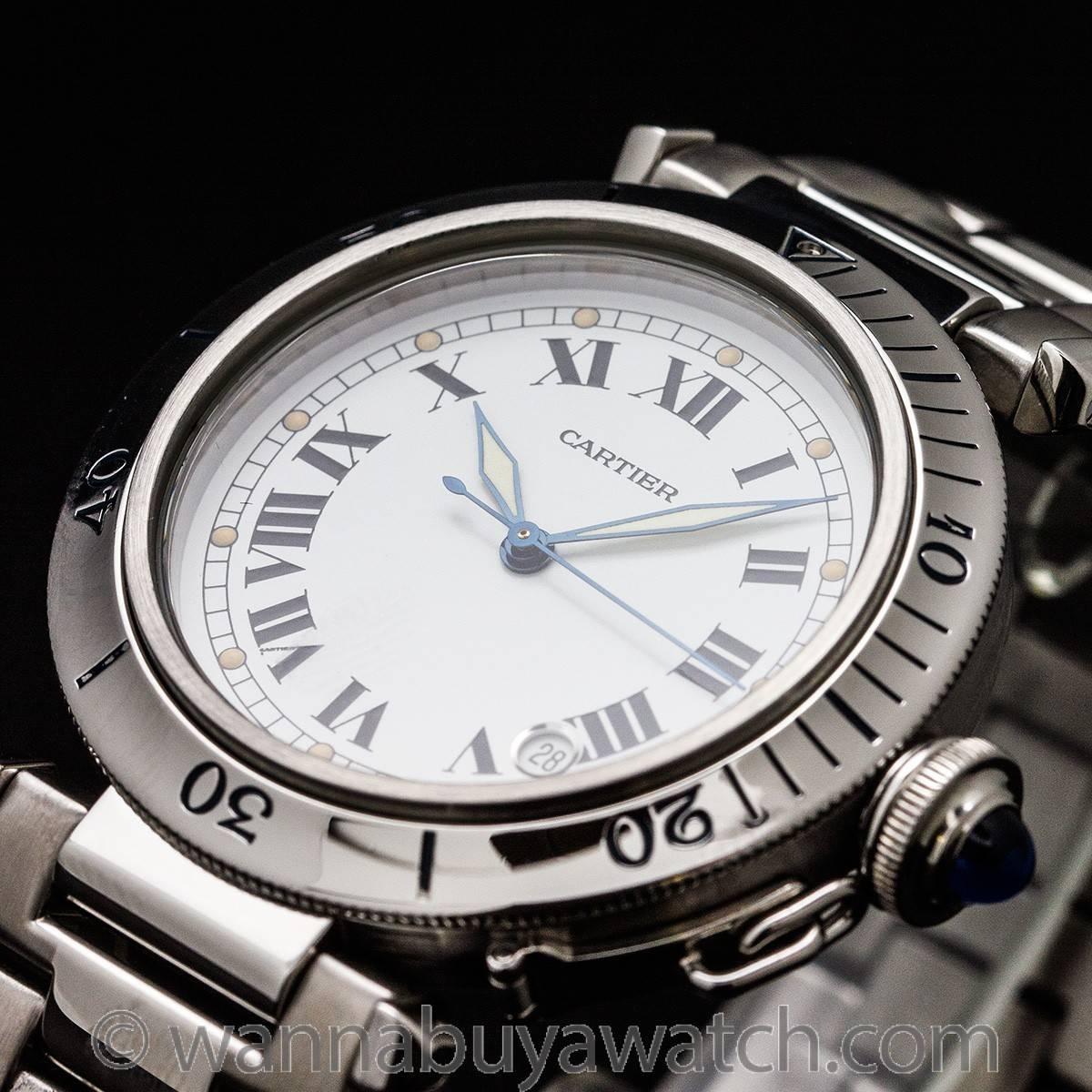 Men's Cartier Stainless Steel White Dial Pasha Automatic Wristwatch