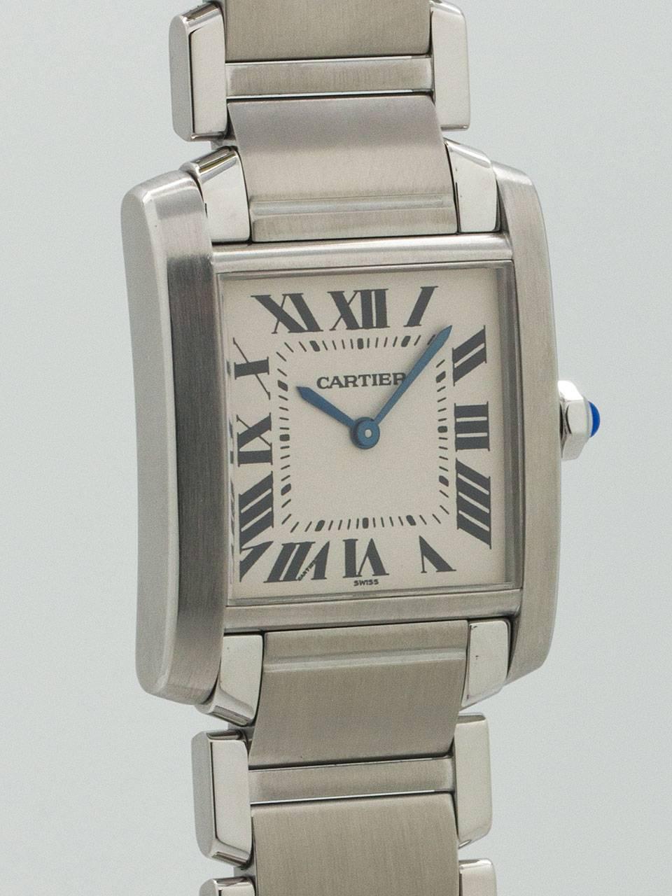 Modern Cartier Stainless Steel Tank Francaise Quartz Wristwatch