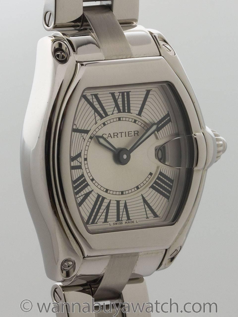 Modern Cartier Ladies Stainless Steel Roadster Wristwatch For Sale