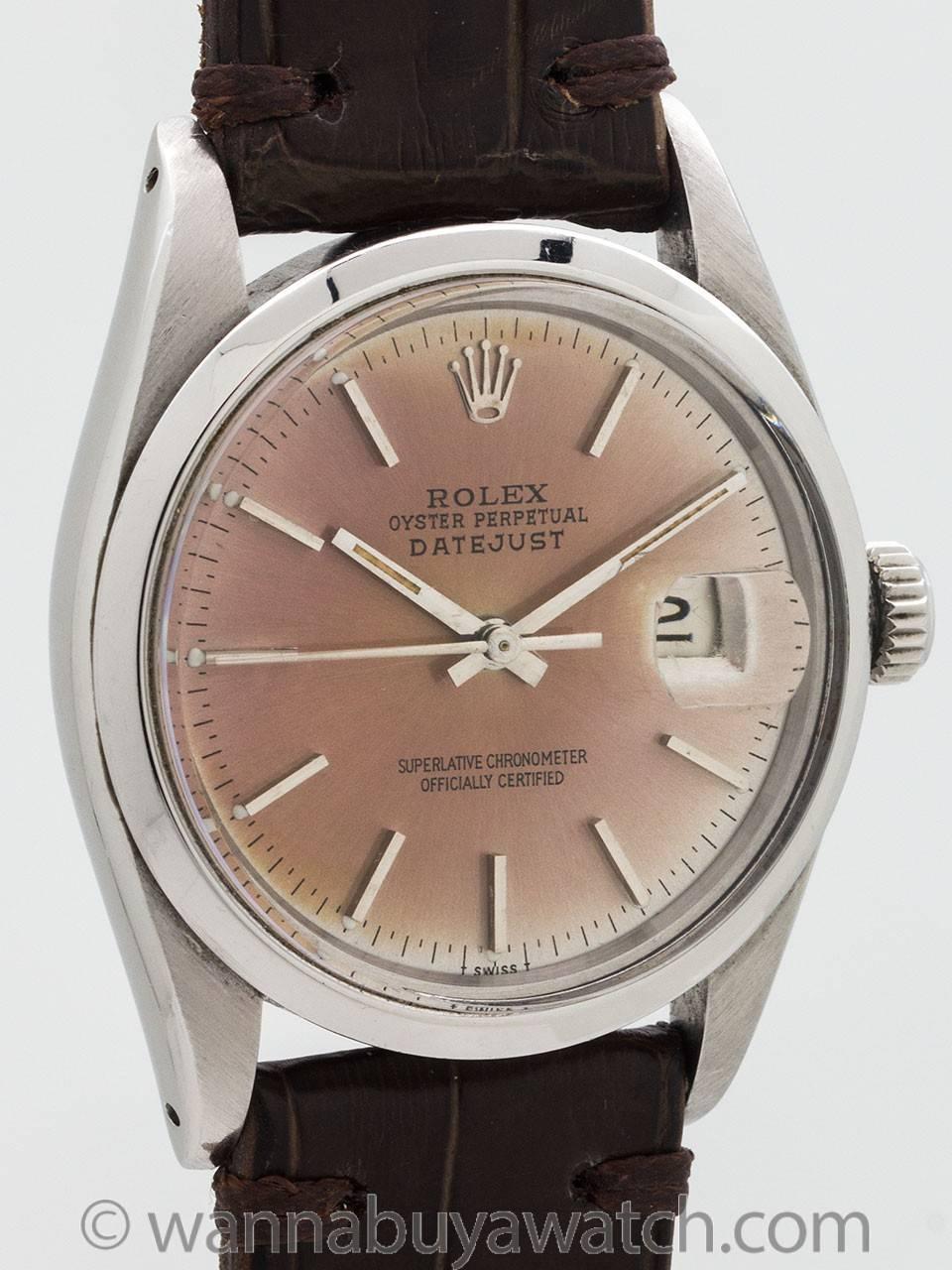 Modern Rolex Stainless Steel Datejust Patina’d Dial Automatic Wristwatch Ref 16000 1978