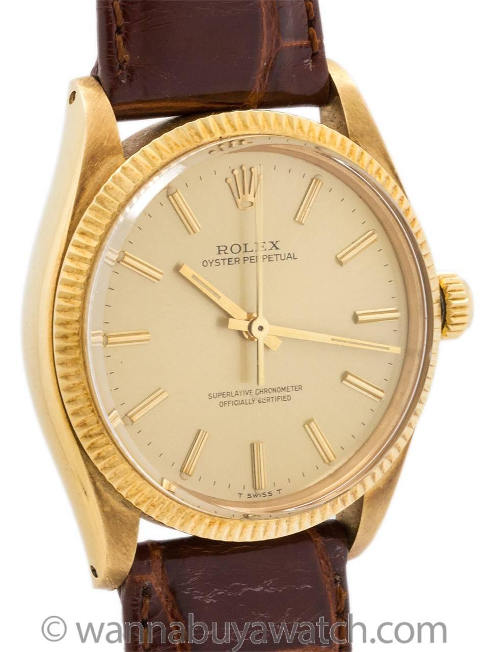 Modern Rolex Yellow Gold Oyster Perpetual Chronometer Wristwatch Ref 1005 1977