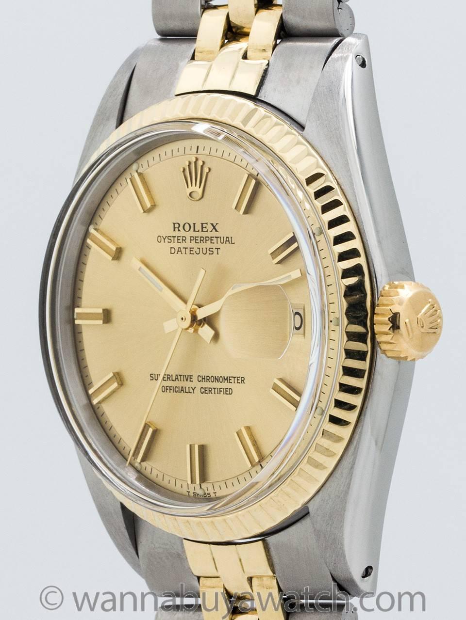 Modern Rolex Yellow Gold Stainless Steel Datejust Automatic Wristwatch Ref 1603 1970s