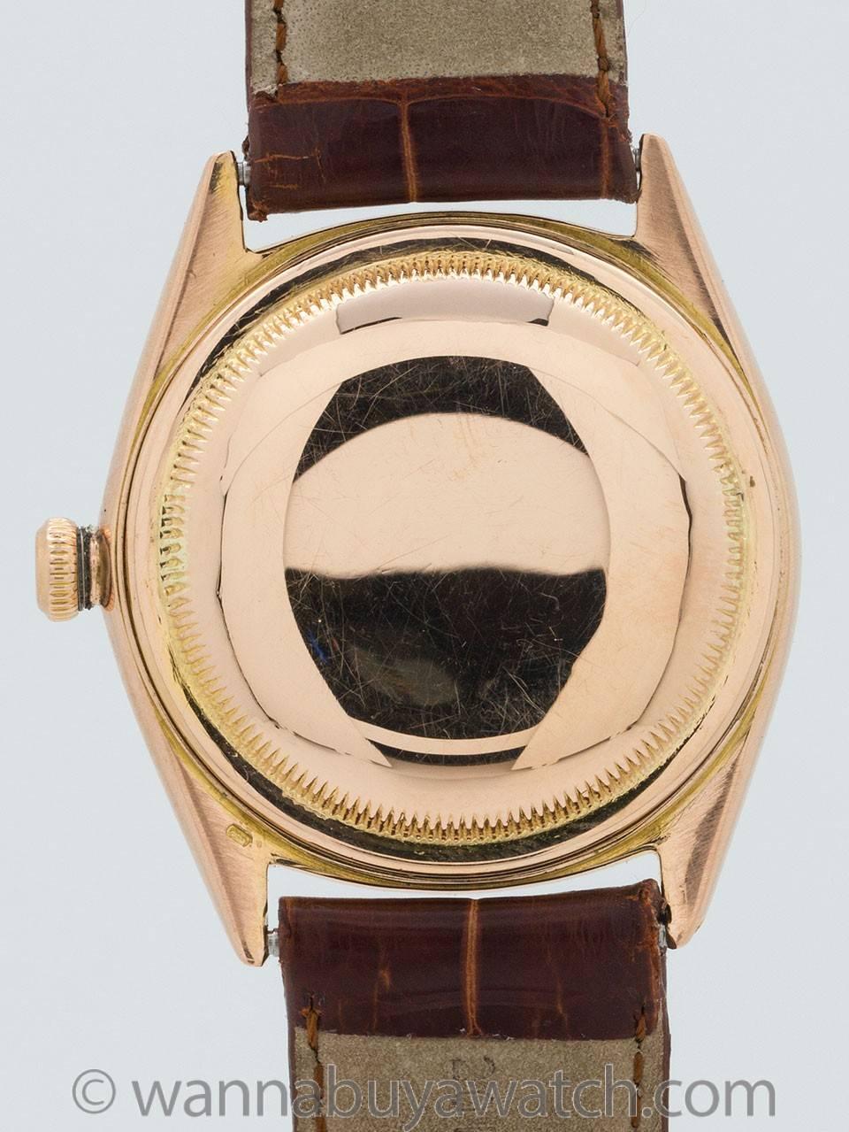 Rolex Rose Gold Datejust Automatic Wristwatch circa 1957 In Excellent Condition In West Hollywood, CA