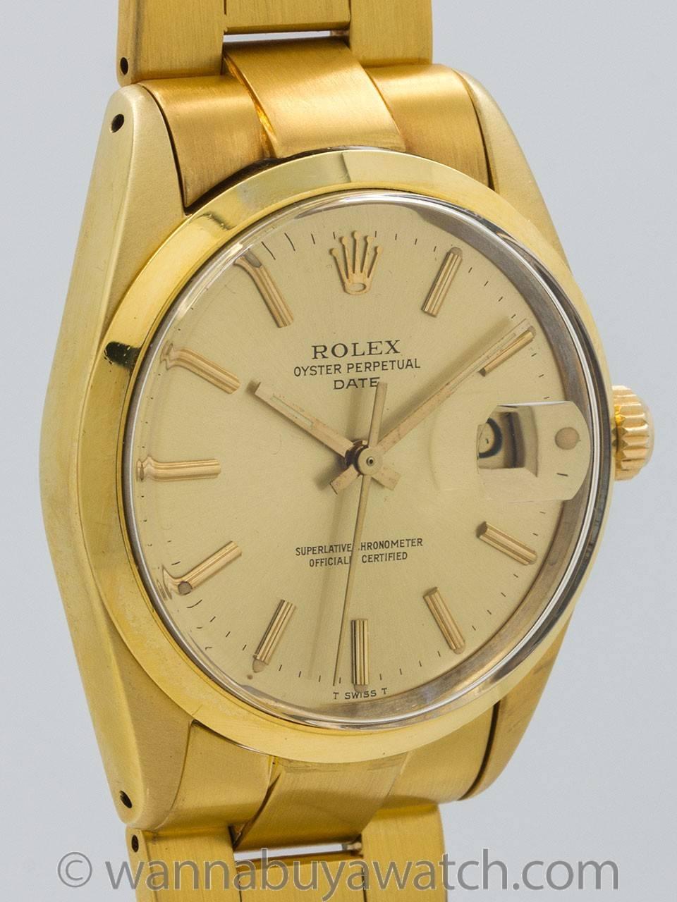 Modern Rolex Gold Shell Oyster Perpetual Date Automatic Wristwatch circa 1979