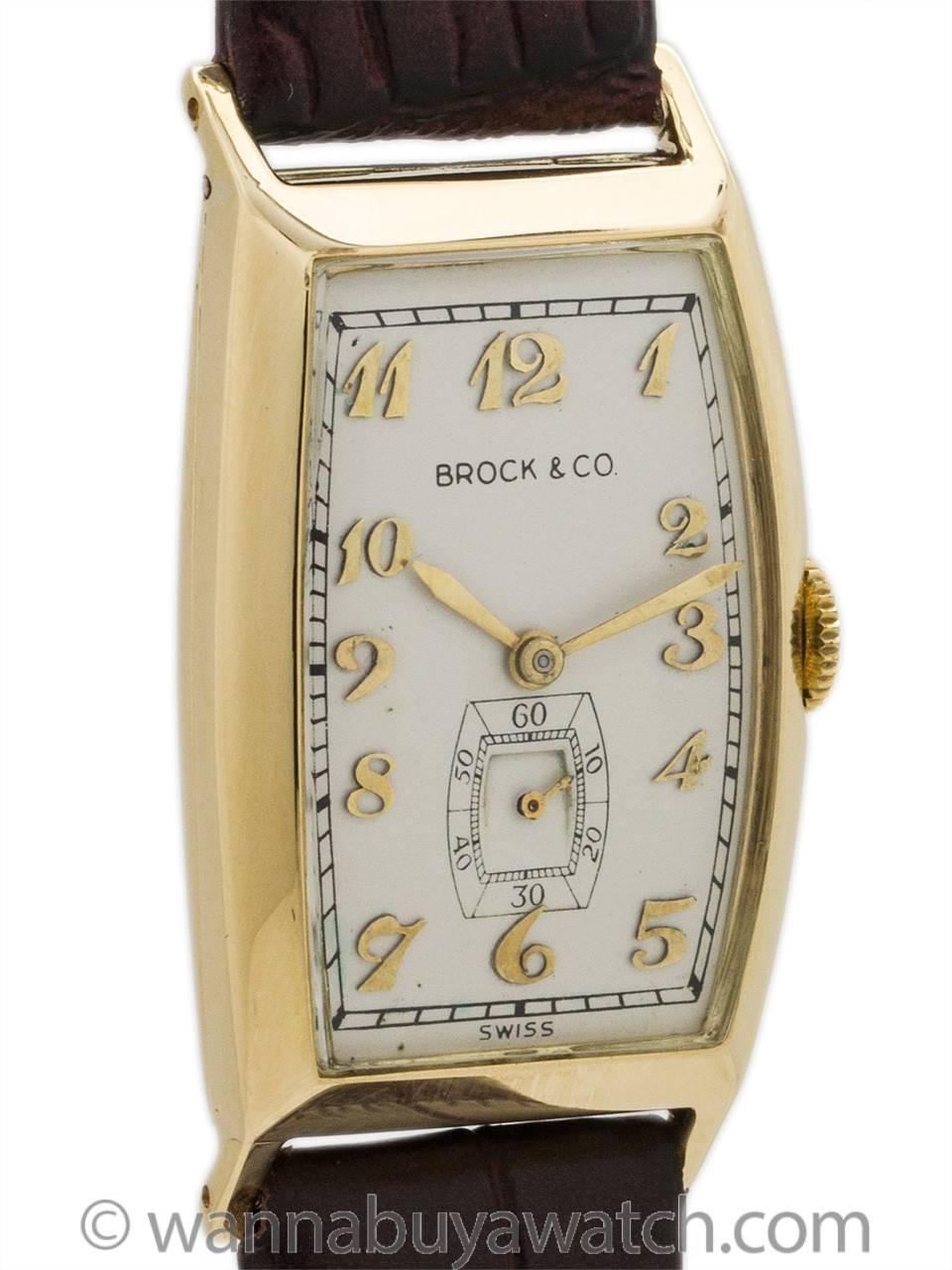 Art Deco Brock & Co. Movado Yellow Gold Manual Wind Wristwatch 