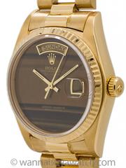 Rolex Yellow Gold Tiger's Eye Day Date President Wristwatch Ref 18038 1981
