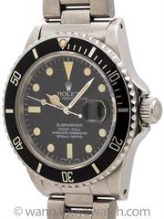 Rolex Stainless Steel Submariner Transitional Model Wristwatch Ref 16800 1984