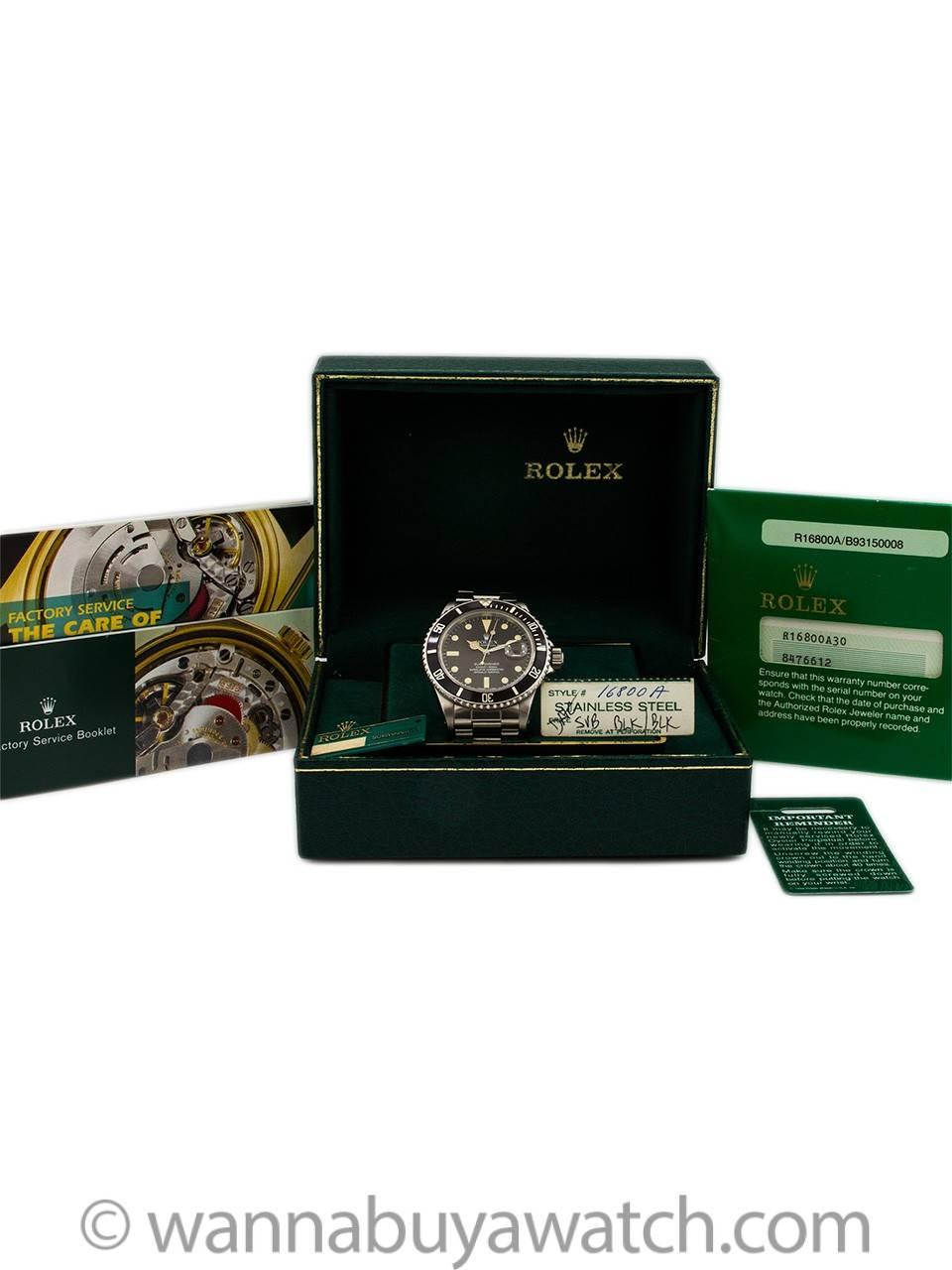 Rolex Stainless Steel Submariner Transitional Model Wristwatch Ref 16800 1984 In Excellent Condition In West Hollywood, CA