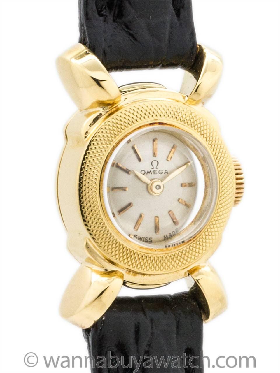 Retro Lady Omega Yellow Gold Dress Wristwatch